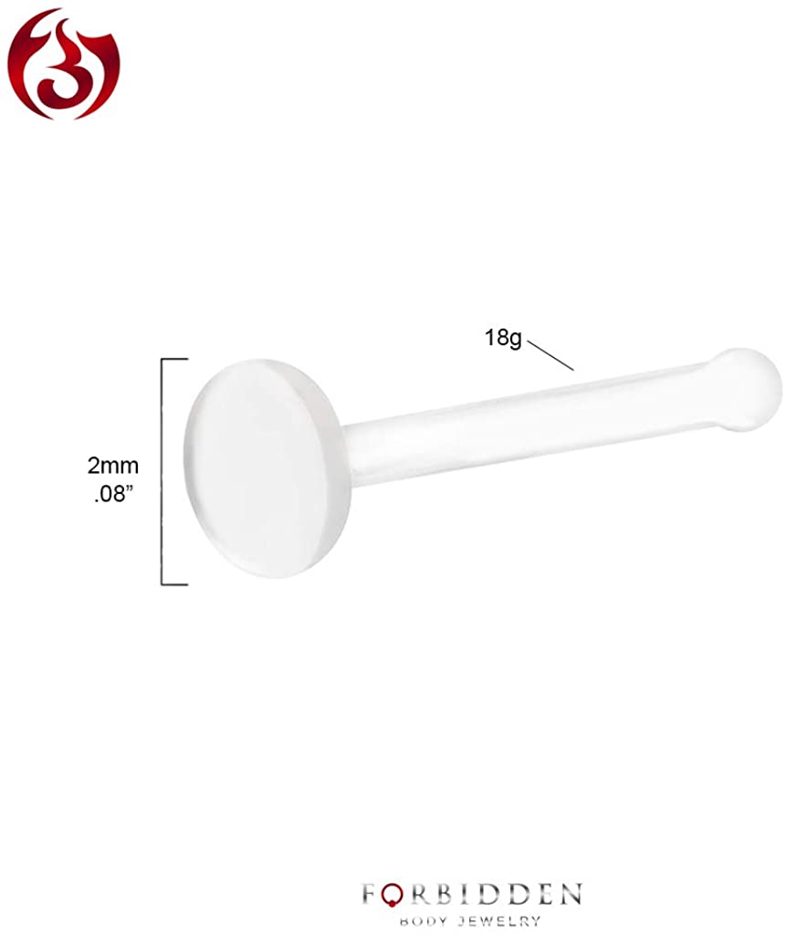 5 Pack 18g Black BioFlex Acrylic Flat Top Nose Retainers - Nose Studs, 1mm Gauge