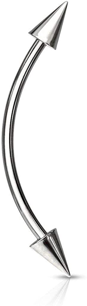 Forbidden Body Jewelry 12mm Surgical Steel Curved Barbell - Gemmed Ends For Snake Eyes Tongue Piercing & Other Placements