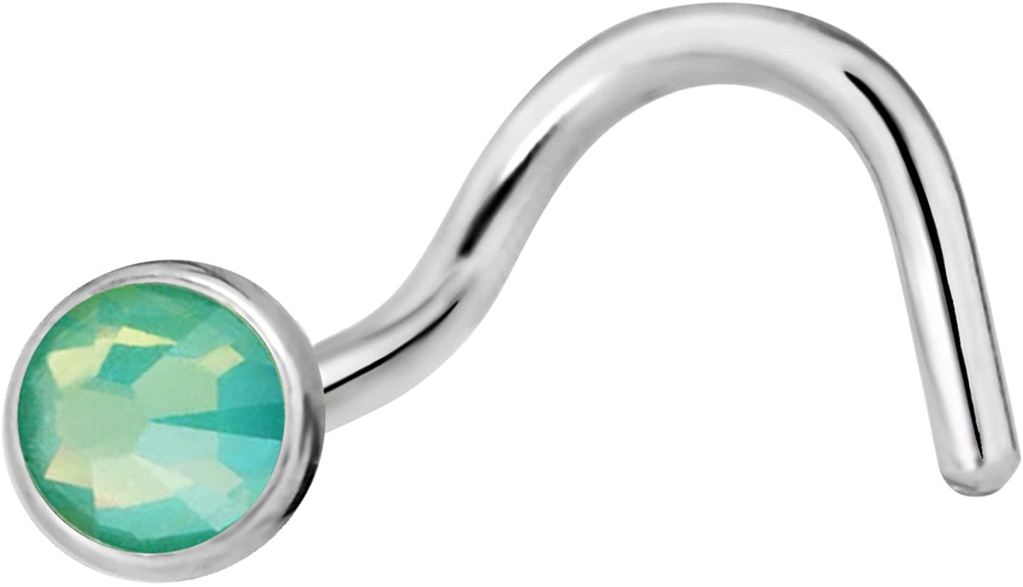 20G Opalite Gem Nose Twist Bar Ring Screw Body Piercing Jewellery 