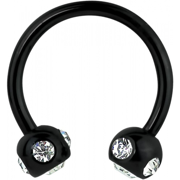 Horseshoe Ear Lip 14 Gauge 3/8" 4mm Balls Titanium IP Black Matte Body Jewelry