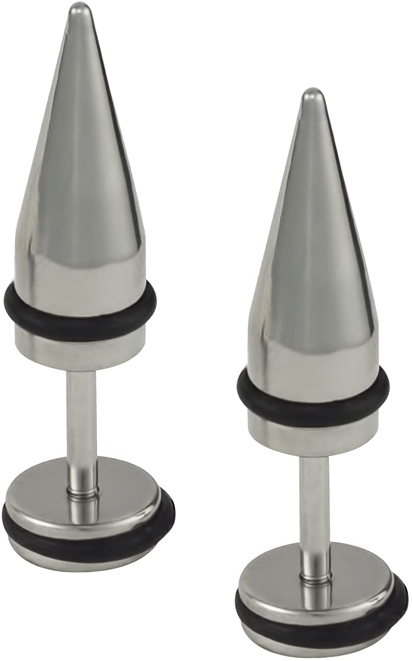PAIR 16G Surgical Steel Fake Cheater Plug - 2G 0G Gauge Look Illusion Earring Studs - Unbranded