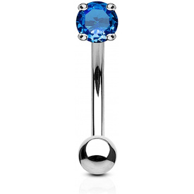16G Rose Gold IP Surgical Steel Curved Barbell Eyebrow Ring – Double Gem CZ, 6/8/10mm