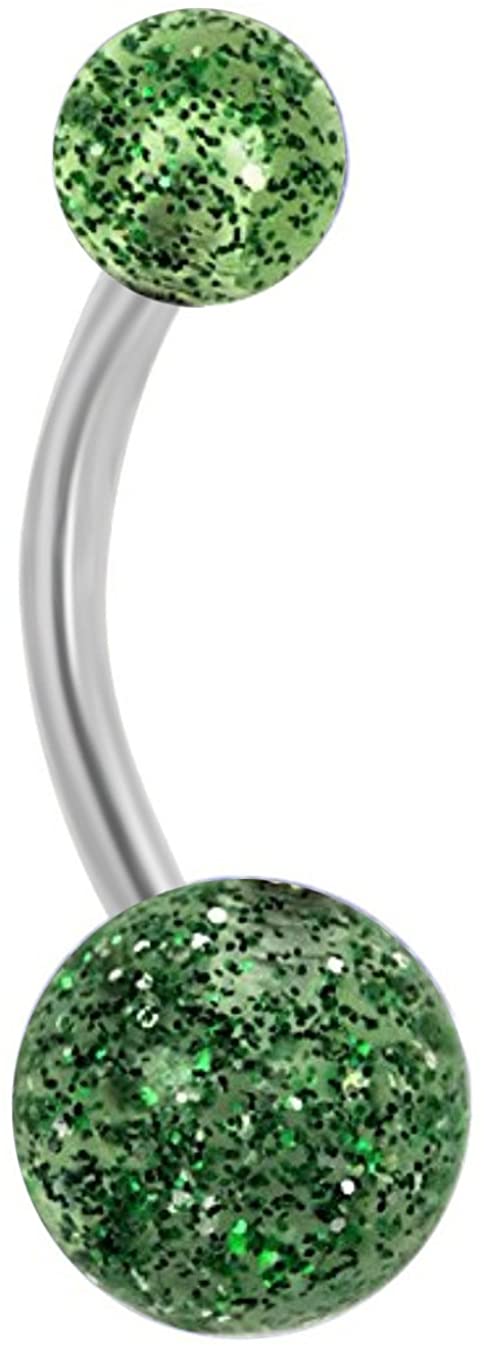 Autiga Glitter Banana Belly Button Ring - Titanium & Acrylic Piercing Jewelry