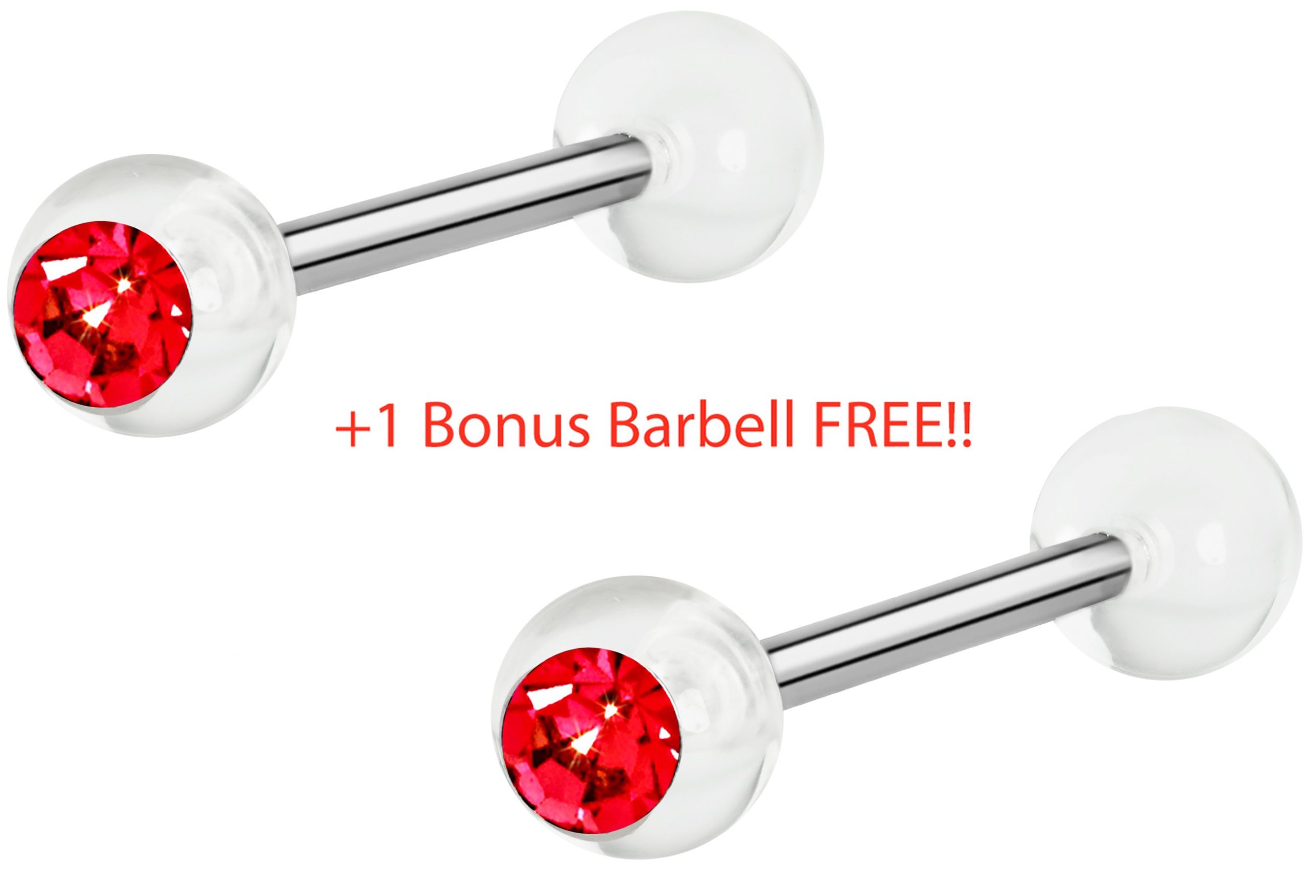4 Pcs 316L Surgical Steel 6mm Multi-CZ Tongue Rings – 14g 5/8" Barbells – Multi-Color